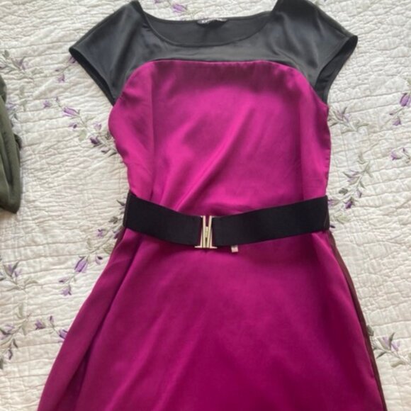 Express Color Block Belted Shift Dress - Picture 1 of 5